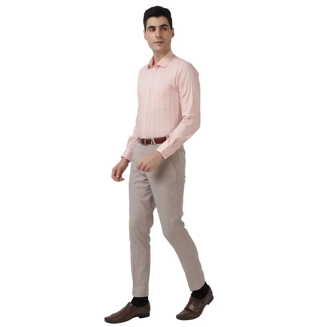 Men Orange Super Slim Fit Checks Cotton Blend Shirts - Image 5