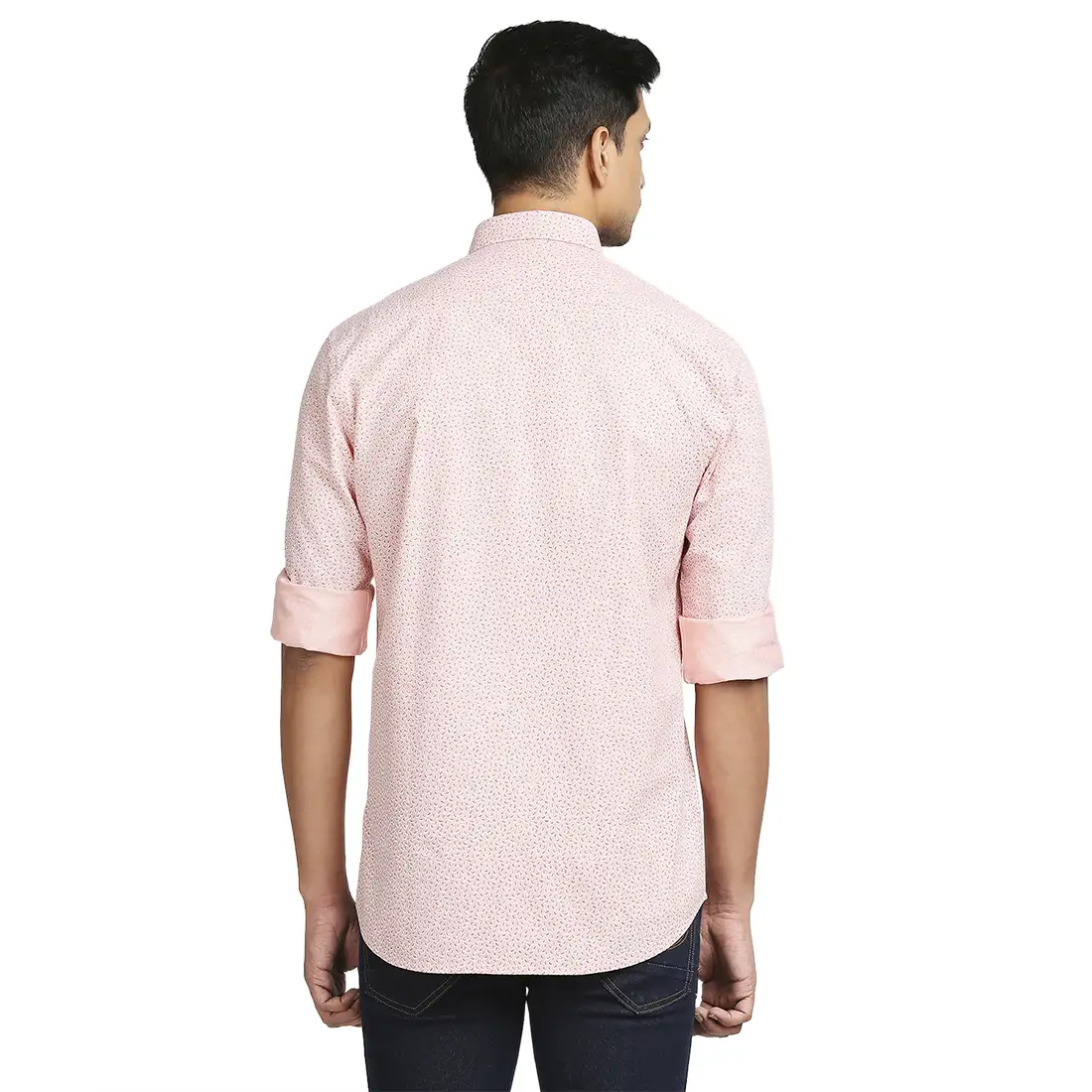 Men Orange Tailored Fit Yarn Dyed/Print Cotton Full Sleeve Shirts - Image 4