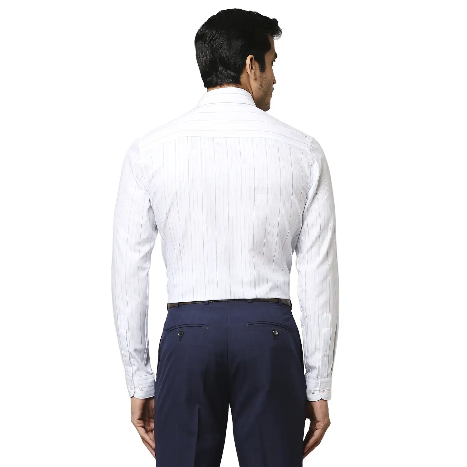 Men Petrol Contemporary Fit Stripe Cotton Shirts - Image 4