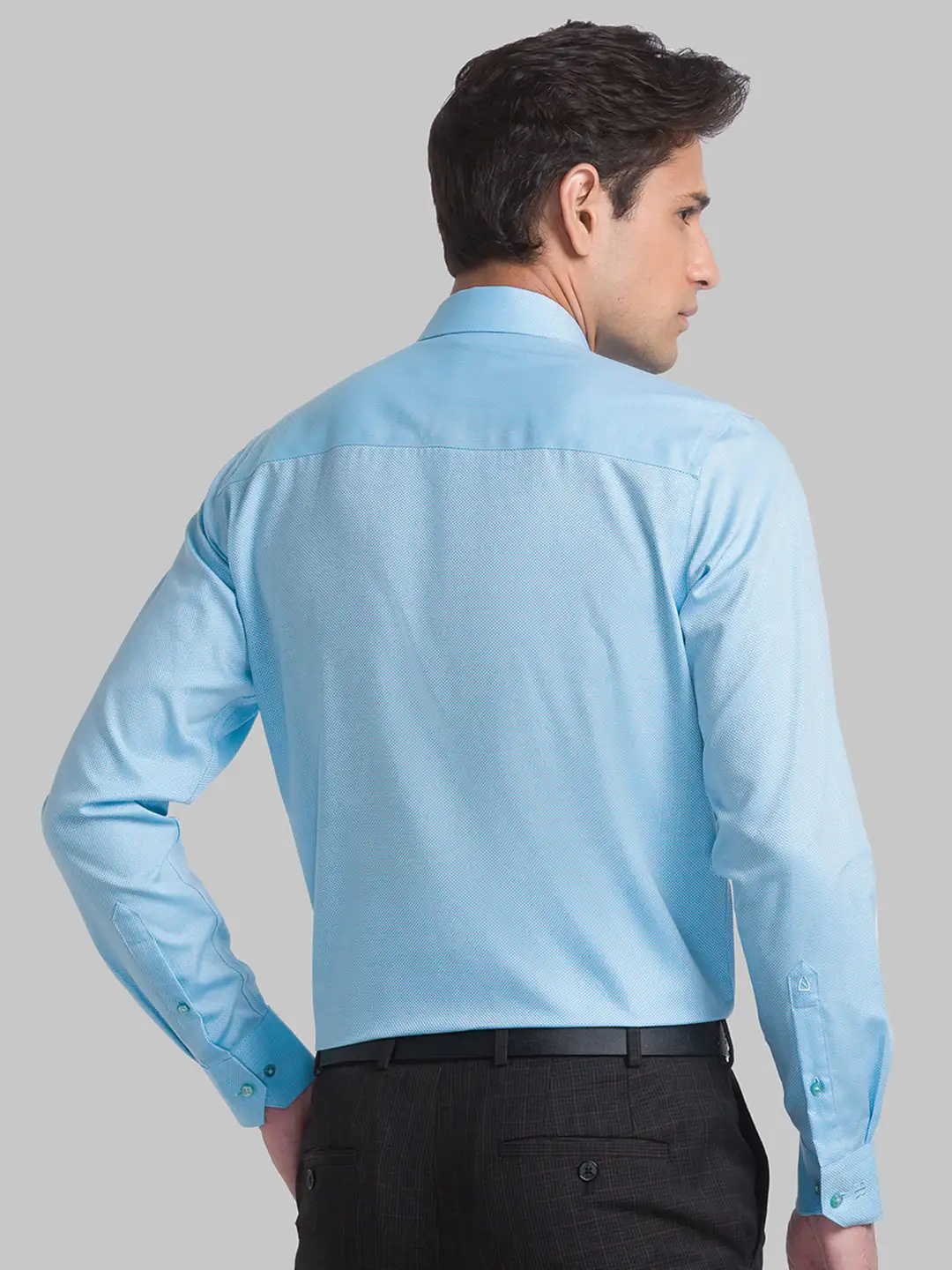 Men Petrol Contemporary Fit Structure Cotton Full Sleeve Shirts - Image 5