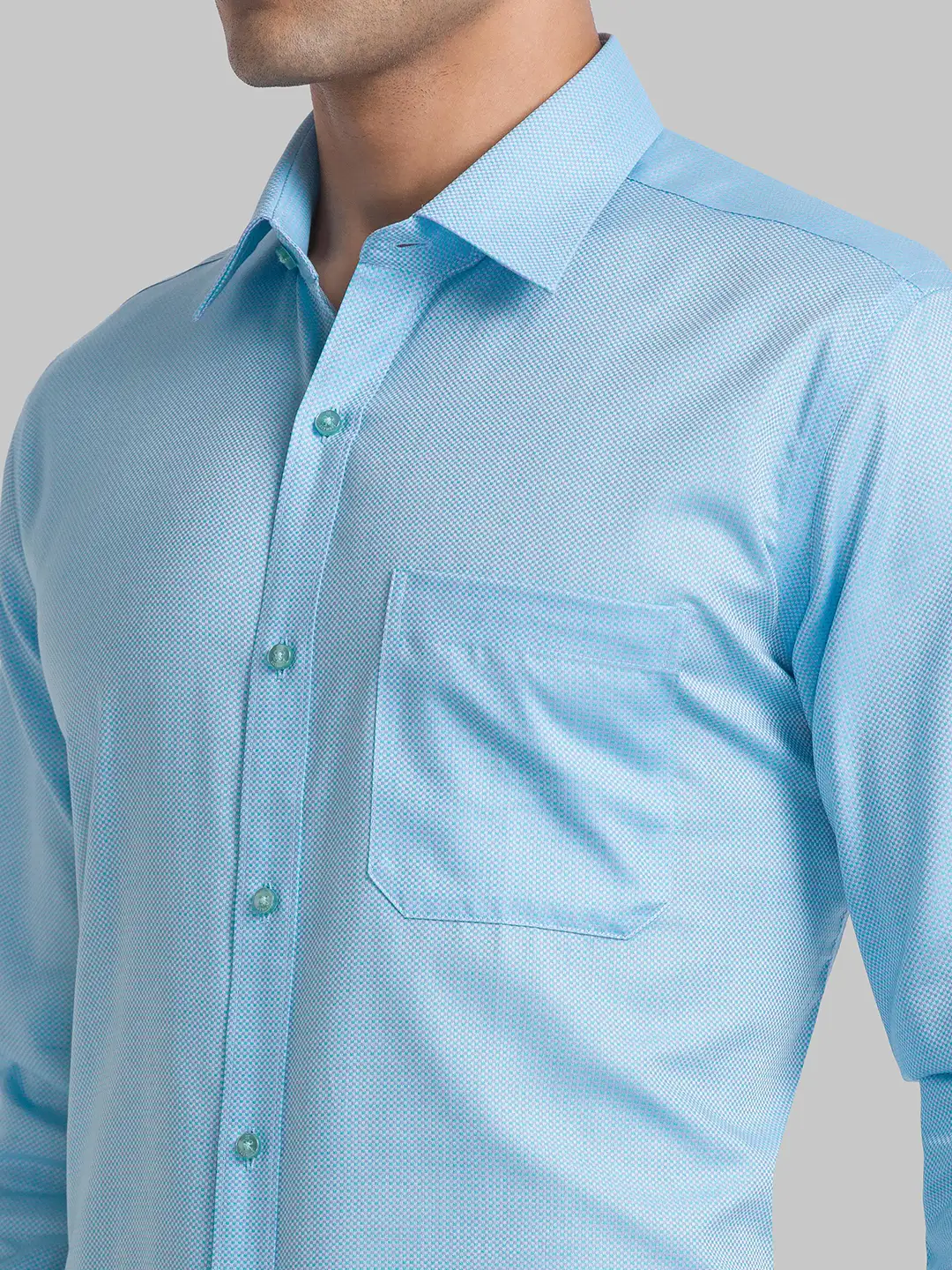 Men Petrol Contemporary Fit Structure Cotton Full Sleeve Shirts - Image 7