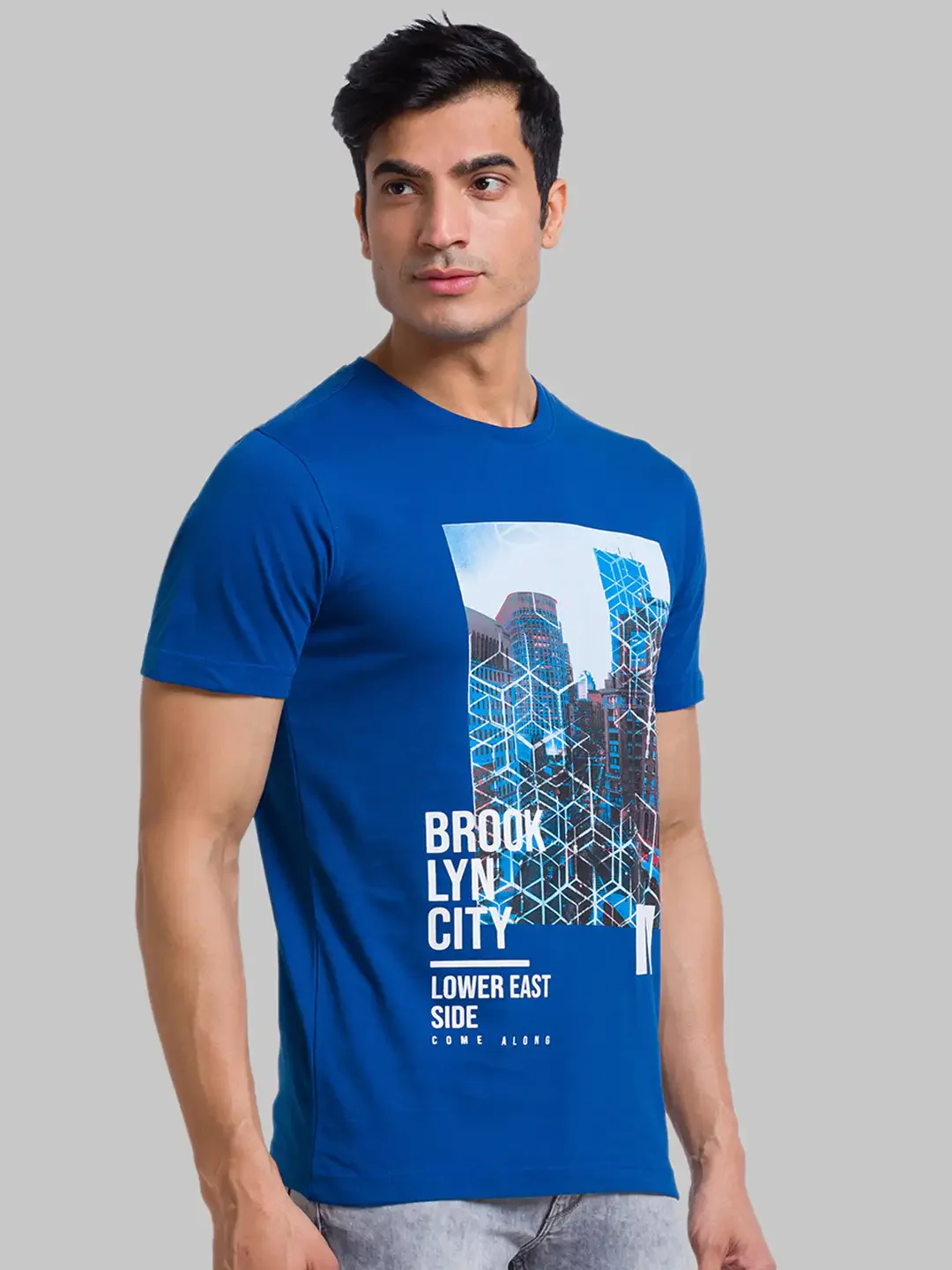 Men Petrol Regular Fit Graphic Cotton T-Shirt - Image 2