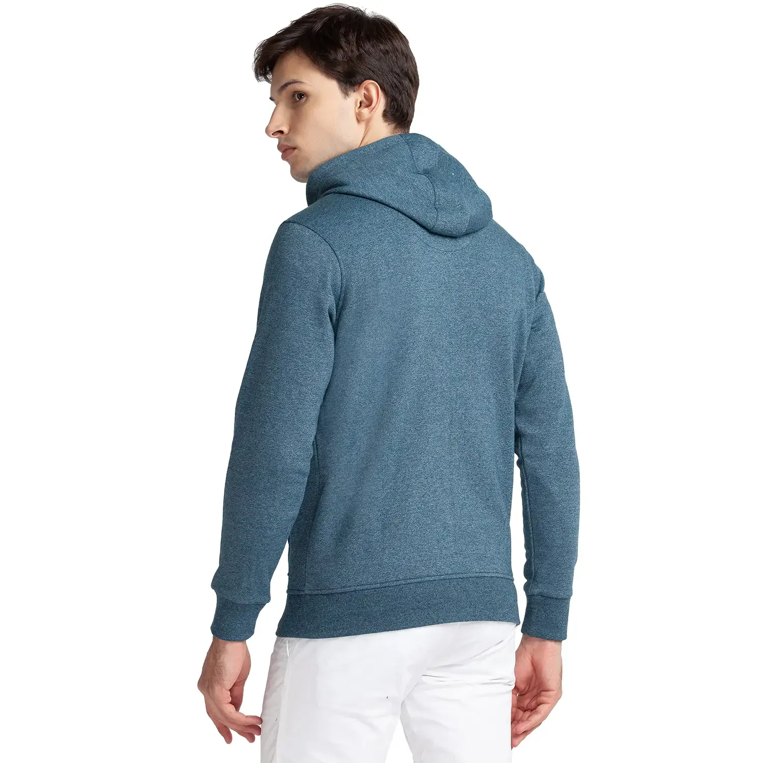 Men Petrol Regular Fit Solid Cotton Polyester Blend Sweatshirts - Image 4