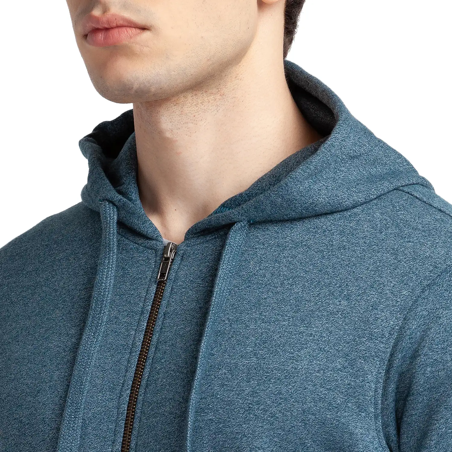 Men Petrol Regular Fit Solid Cotton Polyester Blend Sweatshirts - Image 6