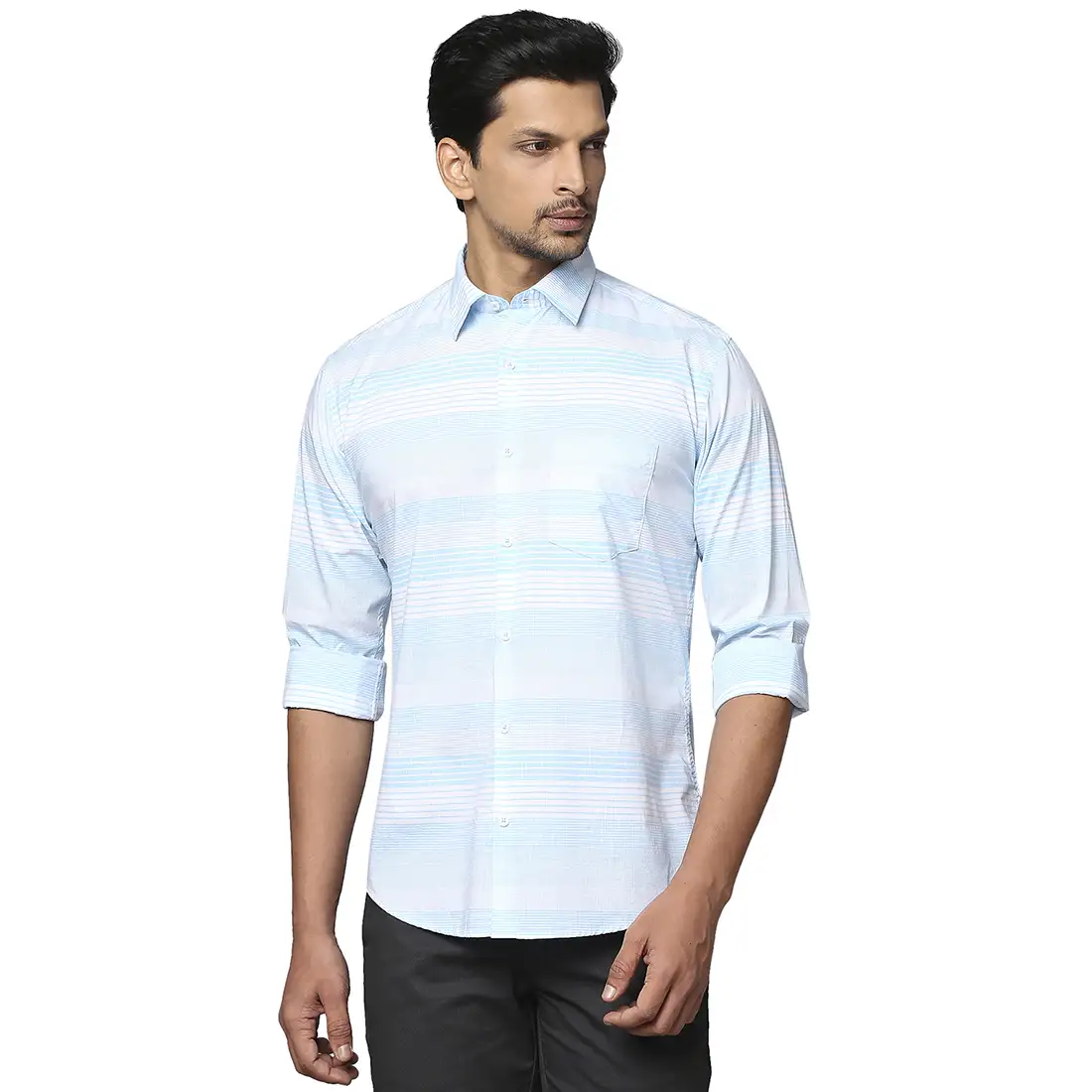 Men Petrol Slim Fit Barre Cotton Shirts