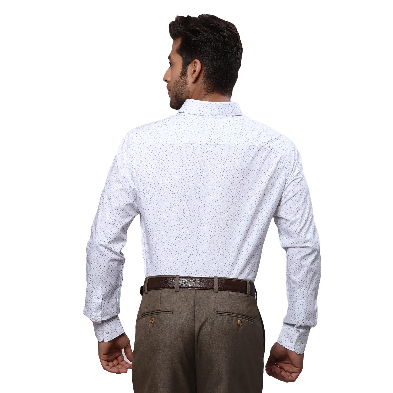 Men Petrol Slim Fit Print Cotton Shirts - Image 4