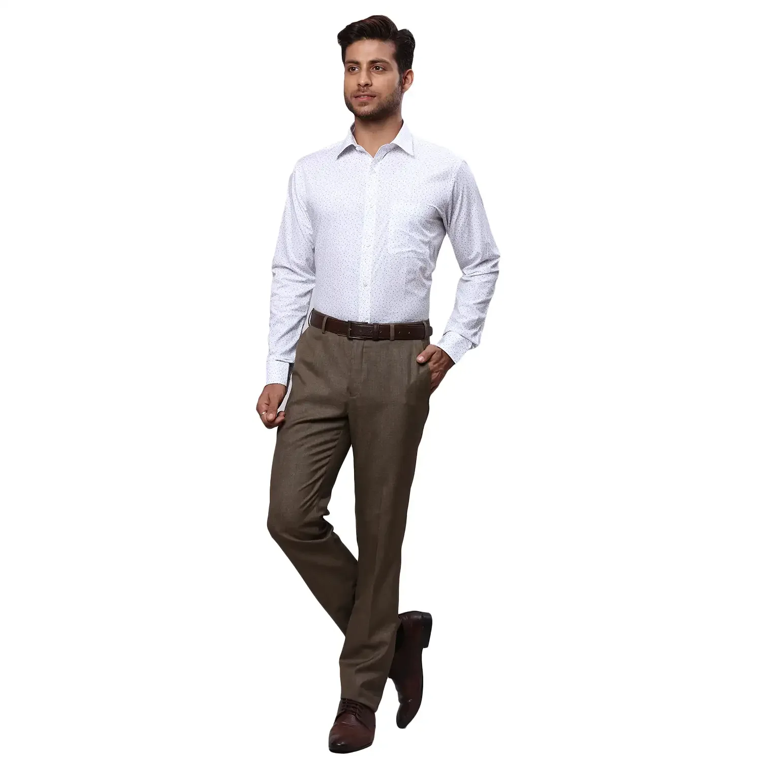 Men Petrol Slim Fit Print Cotton Shirts - Image 5