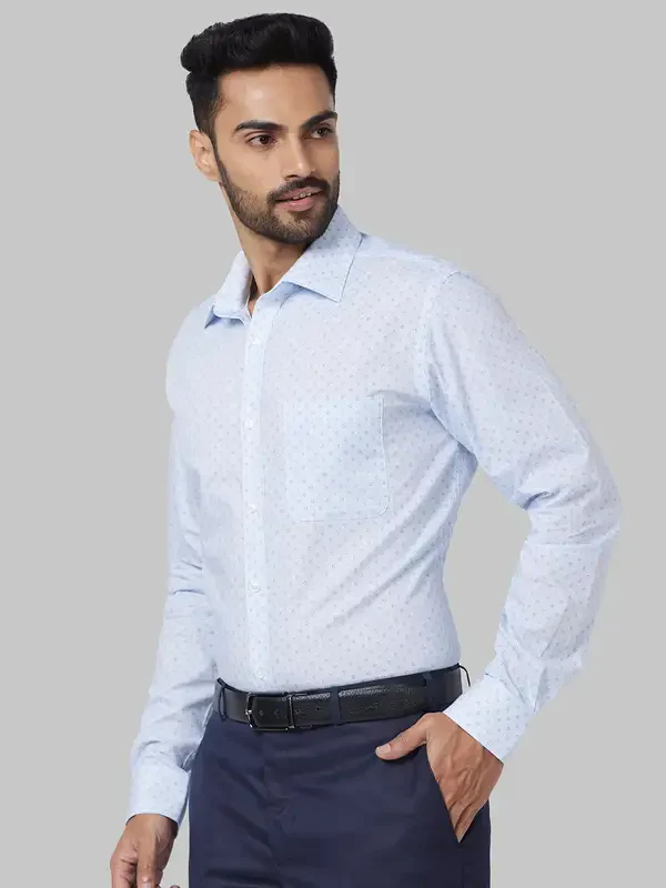 Men Petrol Slim Fit Print Cotton Shirts - Image 3
