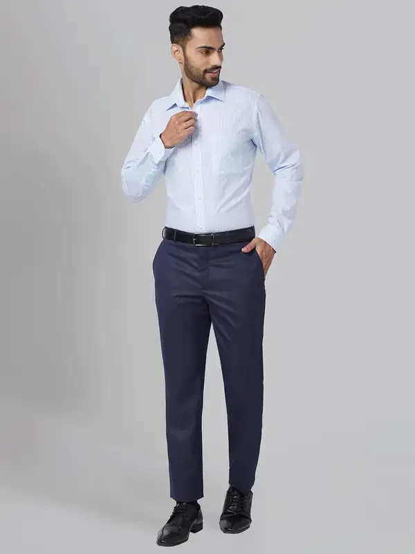 Men Petrol Slim Fit Print Cotton Shirts - Image 5
