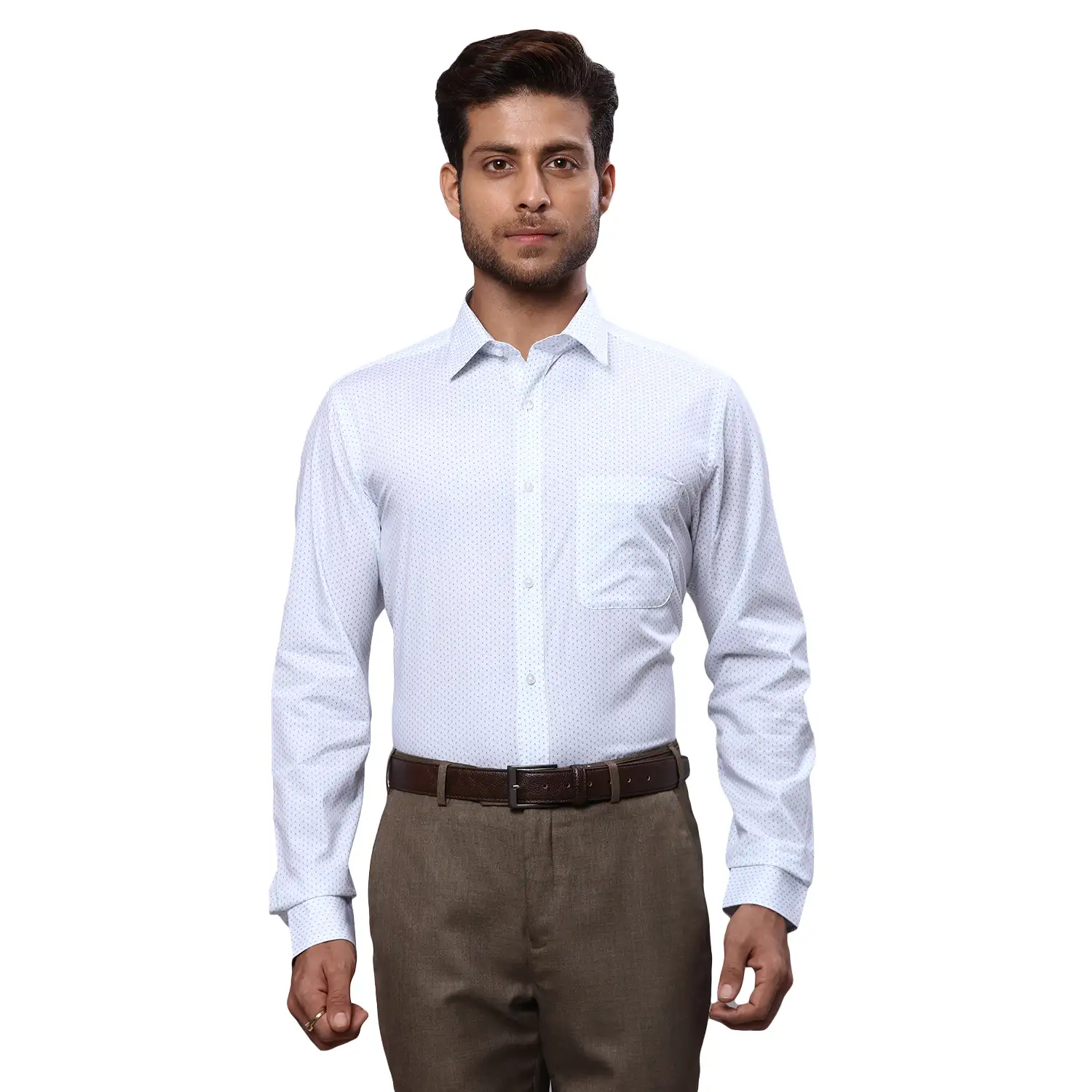 Men Petrol Slim Fit Print Cotton Shirts