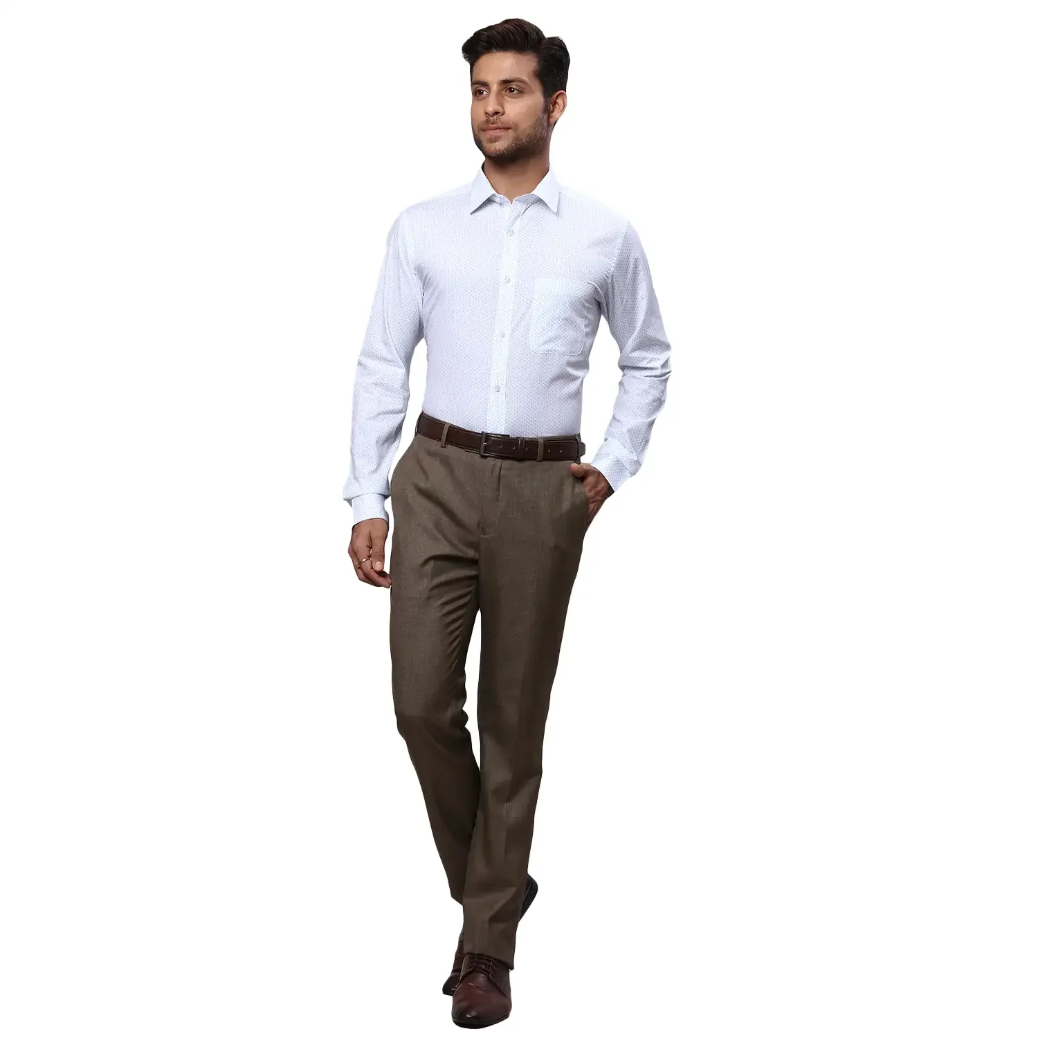 Men Petrol Slim Fit Print Cotton Shirts - Image 6