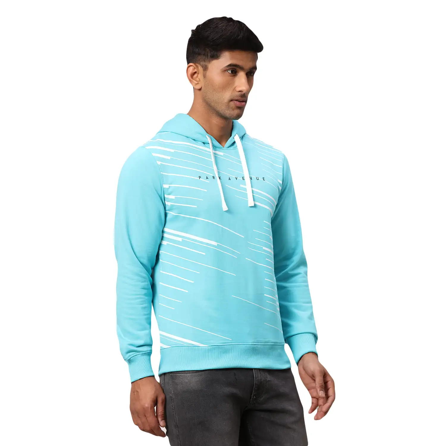 Men Petrol Slim Fit Print Polyester Blend Sweatshirts - Image 2