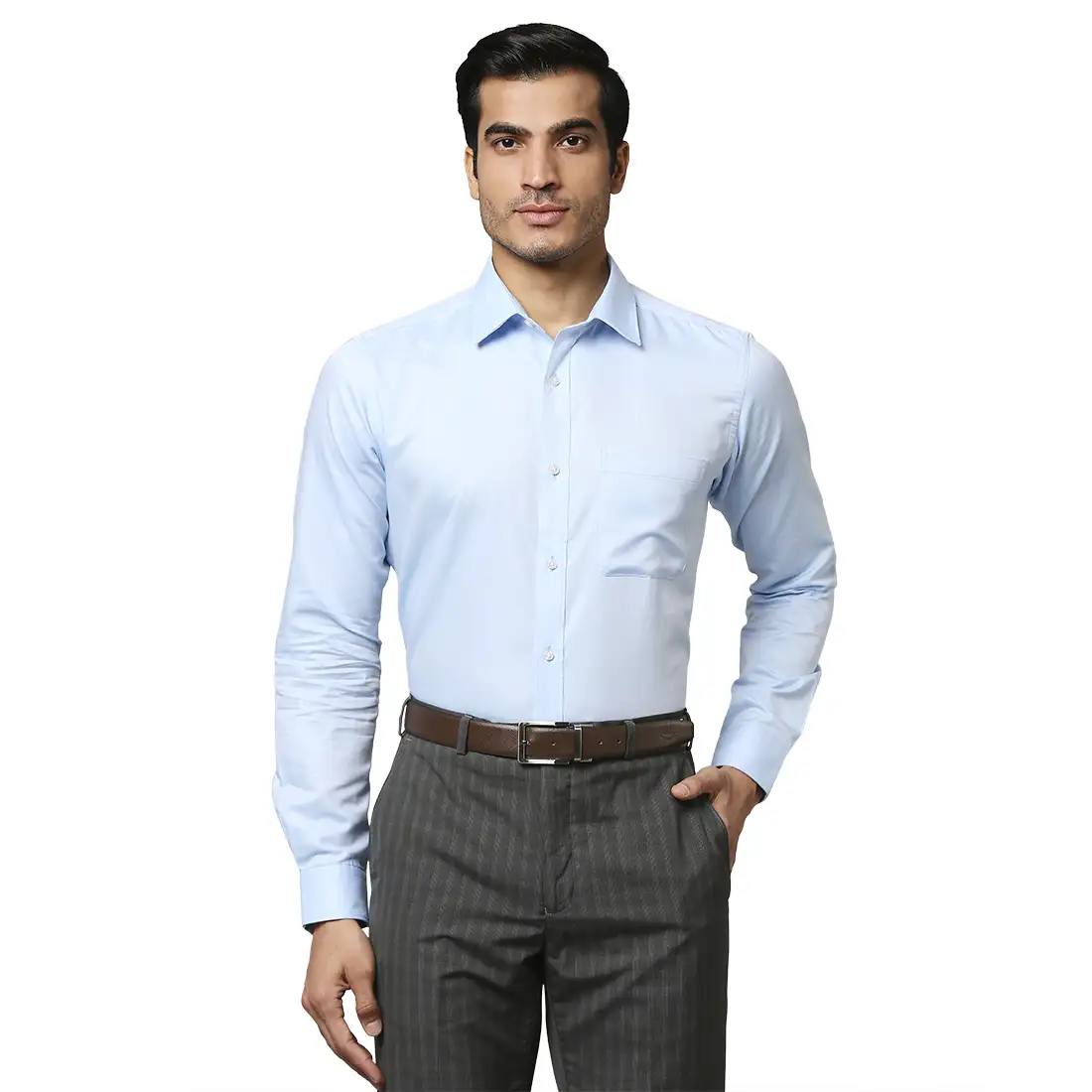 Men Petrol Slim Fit Solid Cotton Half Sleeve Shirts