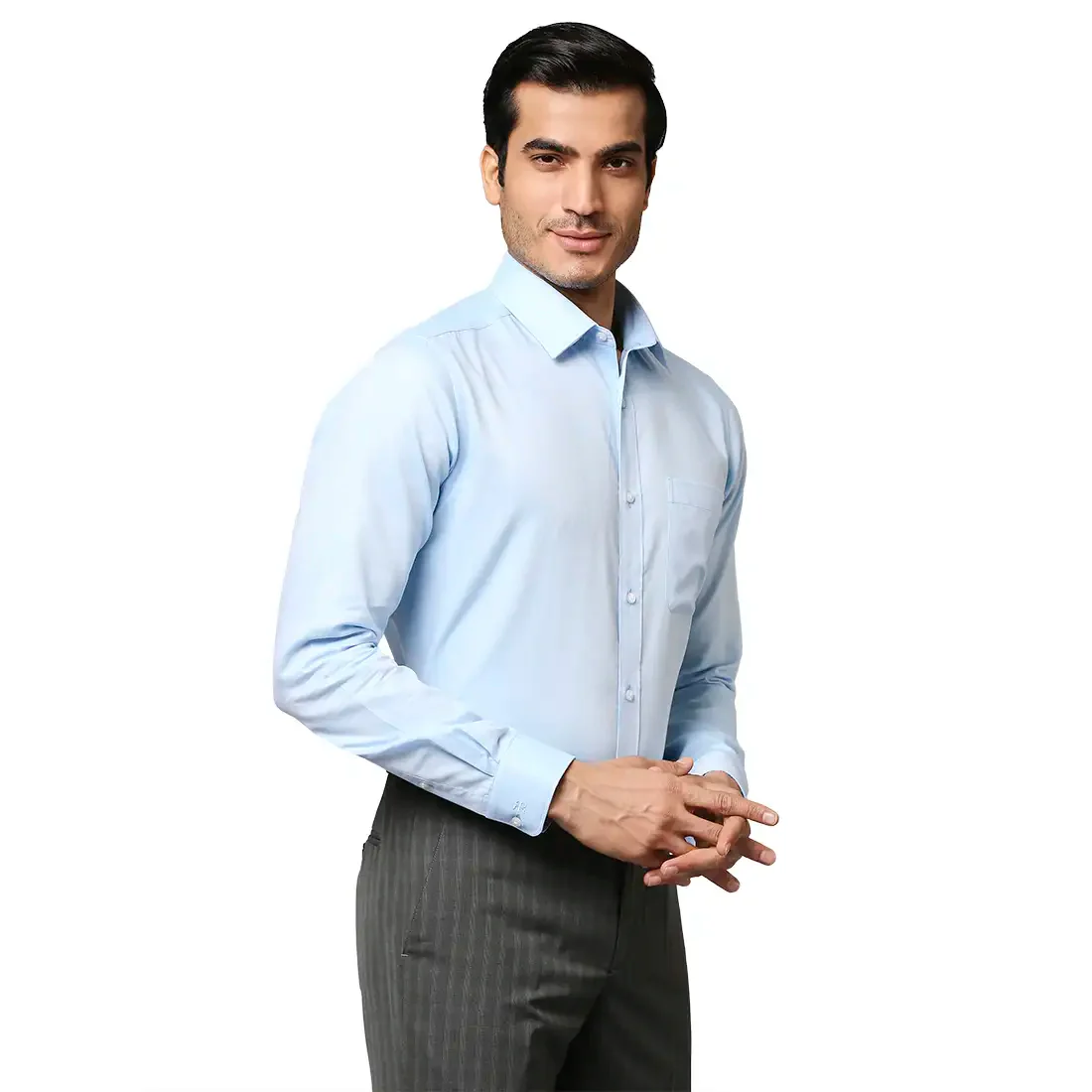 Men Petrol Slim Fit Solid Cotton Half Sleeve Shirts - Image 2
