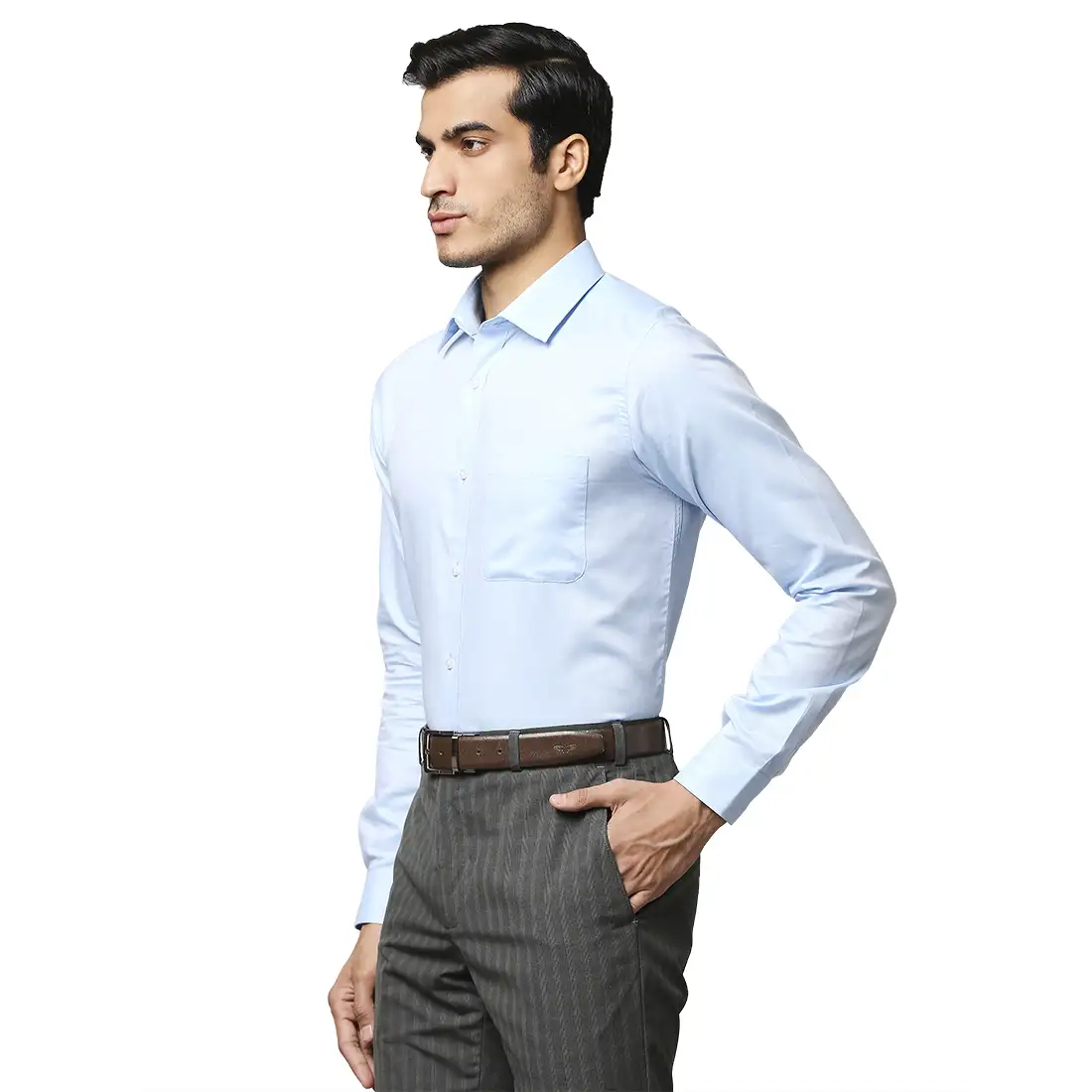 Men Petrol Slim Fit Solid Cotton Half Sleeve Shirts - Image 3