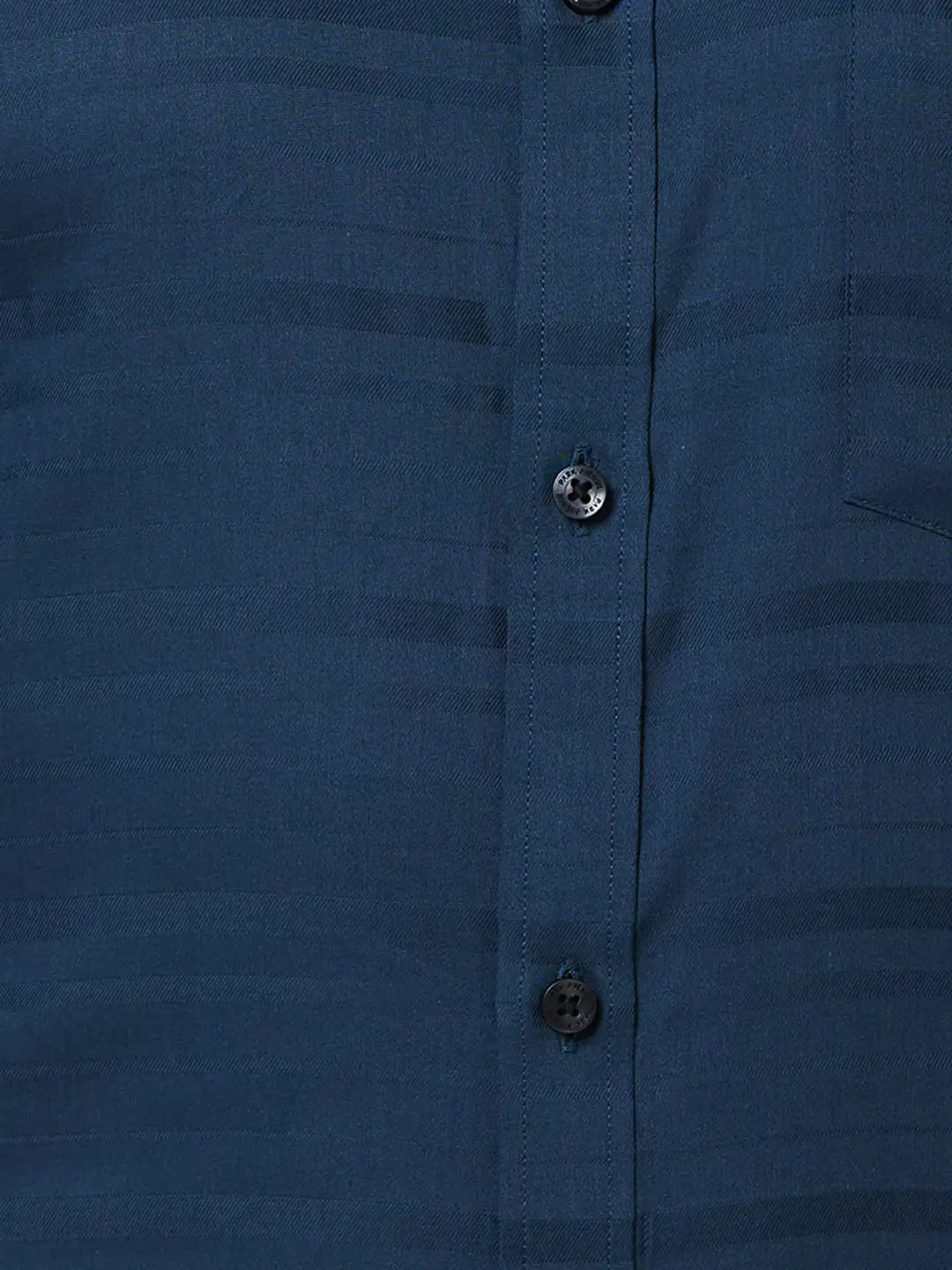 Men Petrol Slim Fit Stripe Cotton Shirts - Image 7
