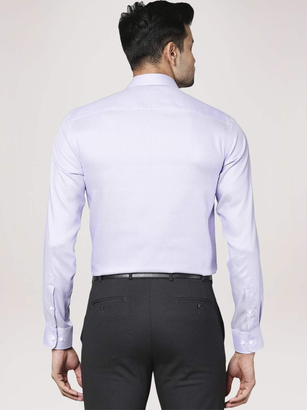 Men Petrol Slim Fit Structure Cotton Cut Away Collar Shirts - Image 3