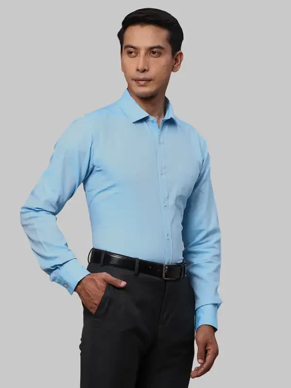 Park Avenue Men Blue Structured Slim Fit Cotton Formal Shirt - Image 2