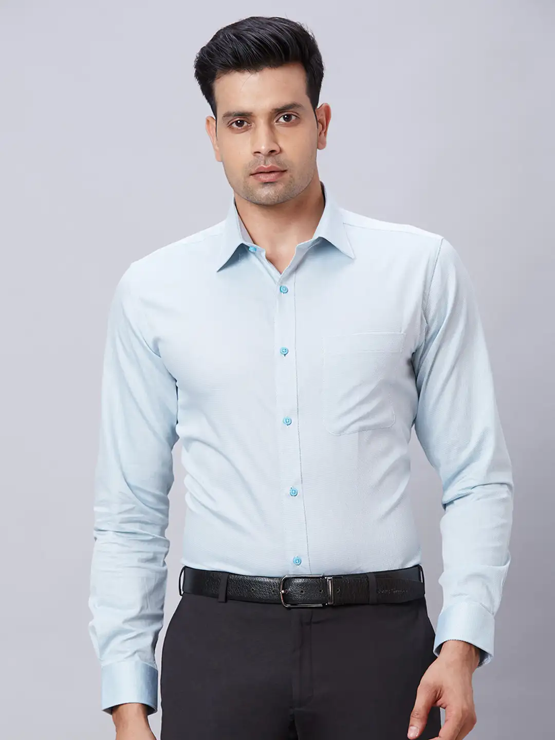 Raymond Men Blue Slim Fit Cotton Formal Shirt