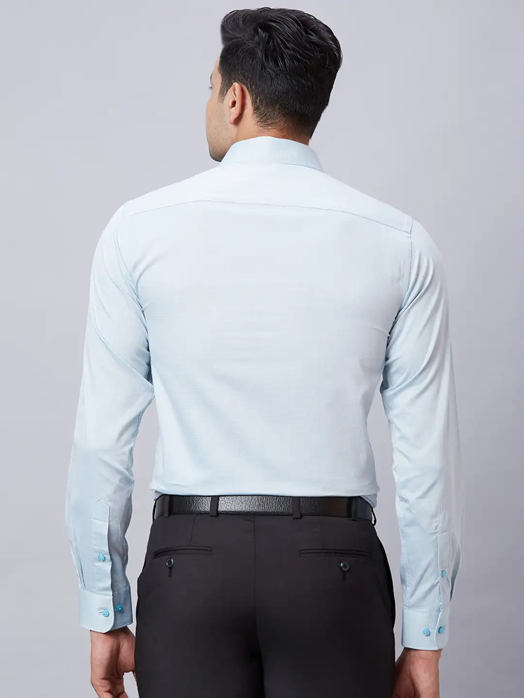 Raymond Men Blue Slim Fit Cotton Formal Shirt - Image 4