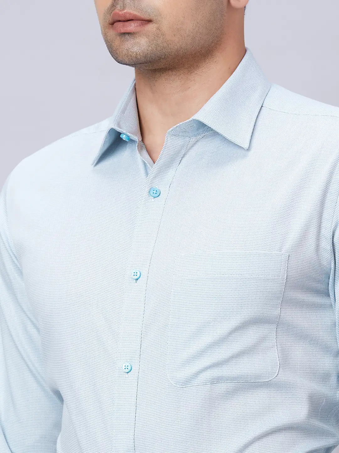 Raymond Men Blue Slim Fit Cotton Formal Shirt - Image 6