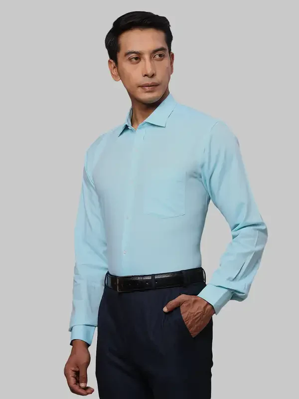 Park Avenue Men Blue Structured Slim Fit Cotton Formal Shirt - Image 3