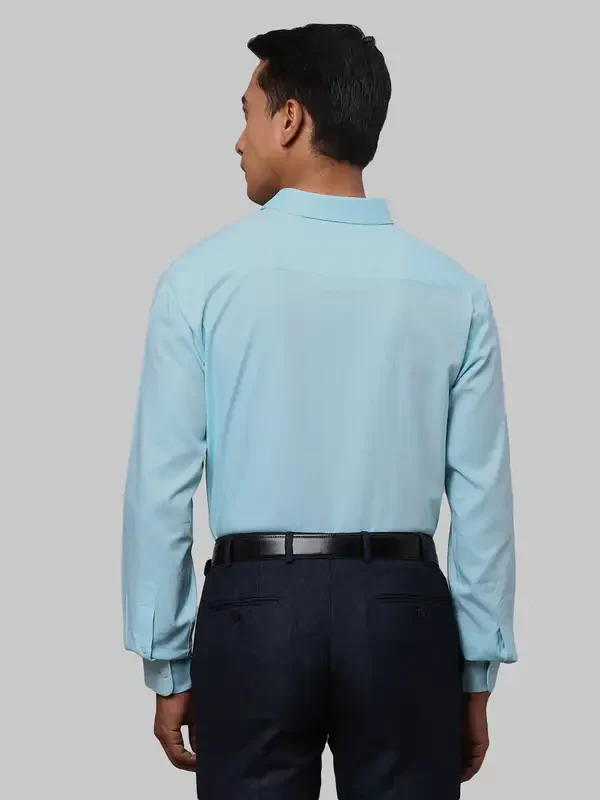 Park Avenue Men Blue Structured Slim Fit Cotton Formal Shirt - Image 4