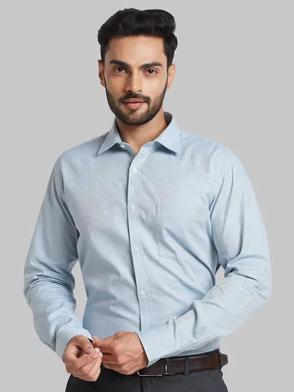Park Avenue Men Blue Structured Slim Fit Cotton Formal Shirt