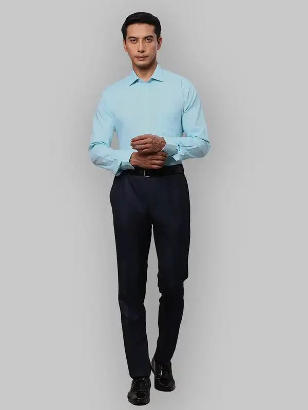 Park Avenue Men Blue Structured Slim Fit Cotton Formal Shirt - Image 5