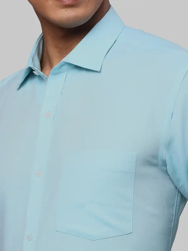 Park Avenue Men Blue Structured Slim Fit Cotton Formal Shirt - Image 6