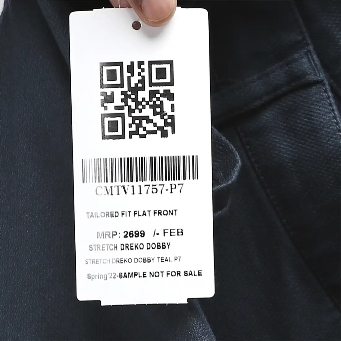 Men Petrol Tailored Fit Solid Piece Dyed Cotton Blend Trouser - Image 8