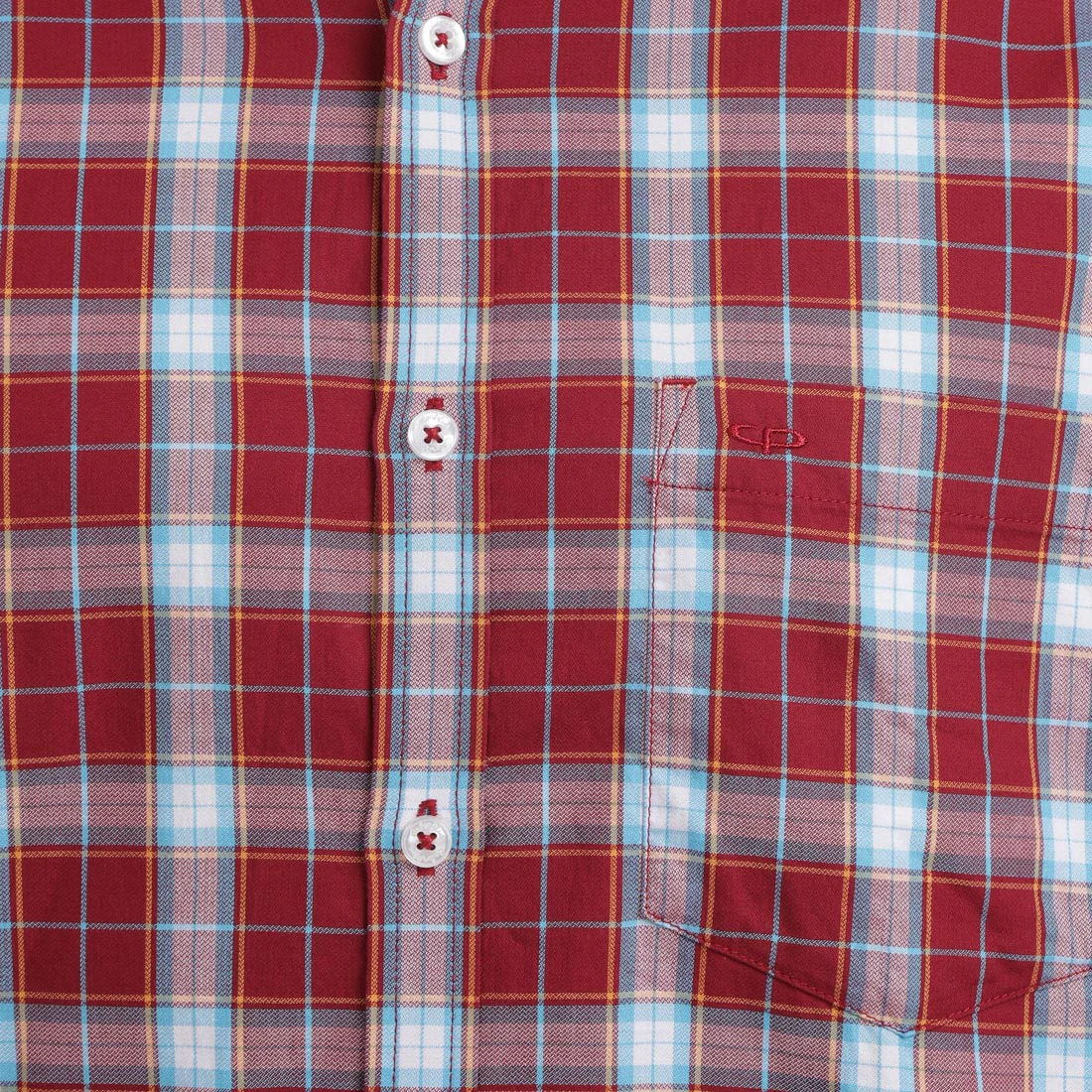 Men Red Classic Fit Checks Cotton Half Sleeve Shirts - Image 7