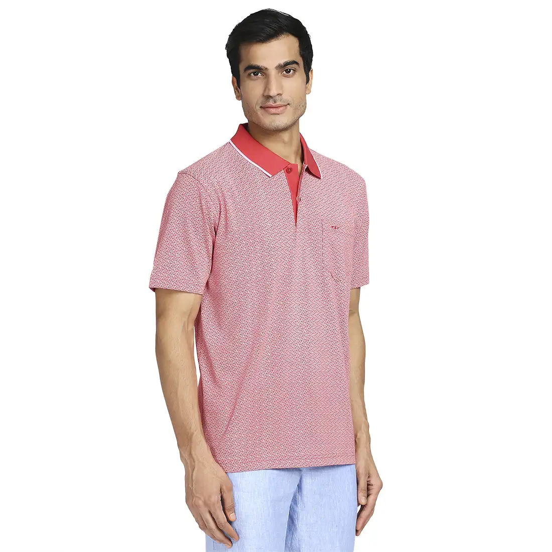 Men Red Classic Fit Print Cotton Half Sleeve T-Shirt - Image 2