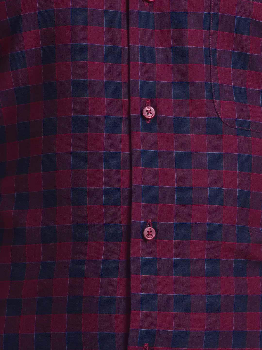 Men Red Contemporary Fit Checks Cotton Blend Cut Collar Shirts - Image 7