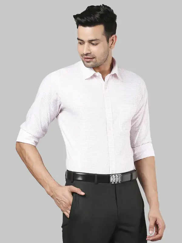Men Red Contemporary Fit Checks Cotton Cut Collar Shirts - Image 2