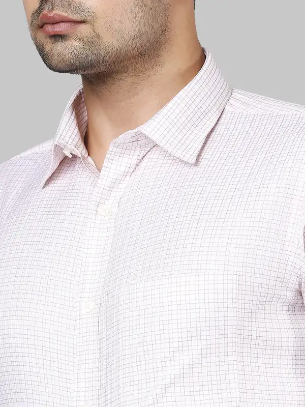 Men Red Contemporary Fit Checks Cotton Cut Collar Shirts - Image 6