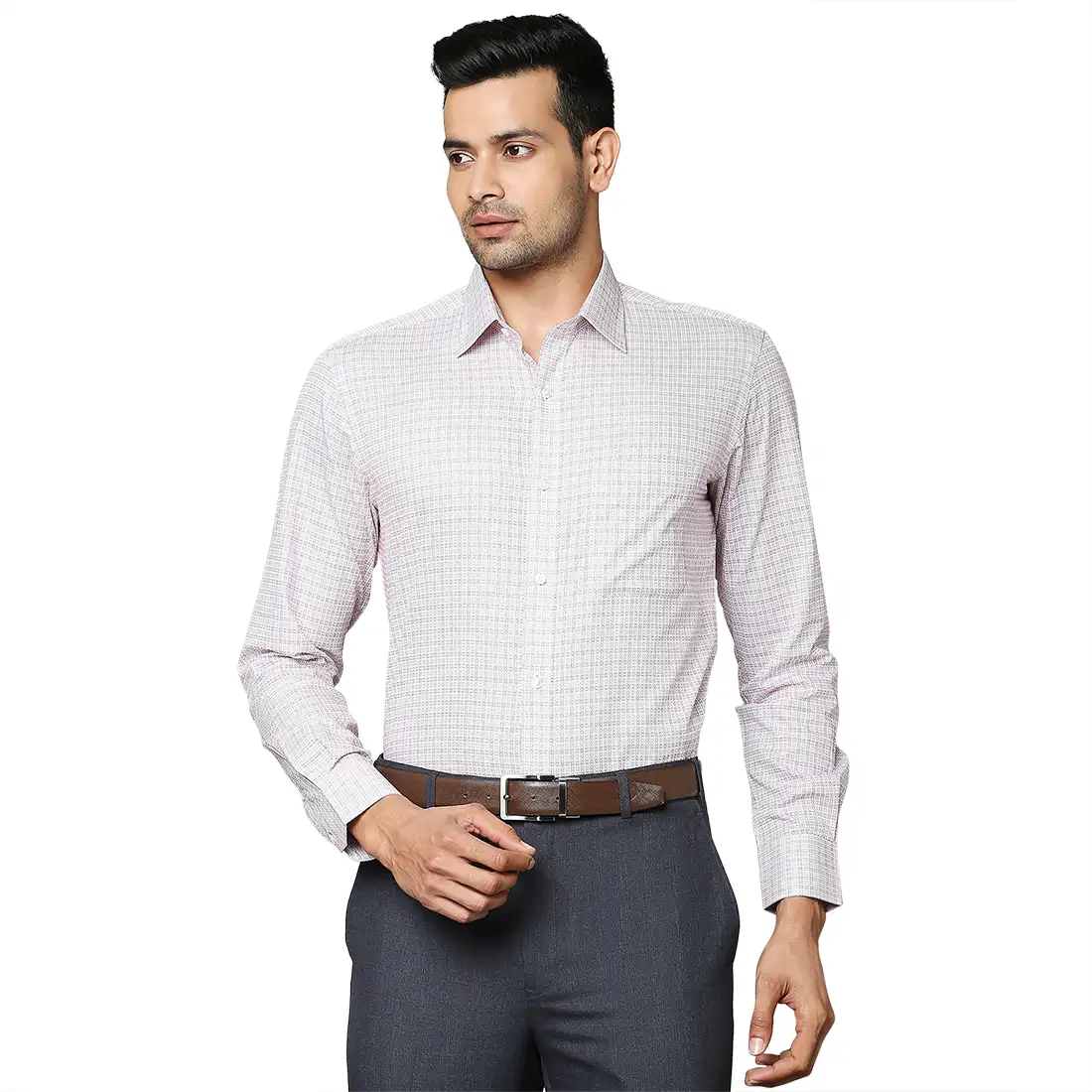 Men Red Contemporary Fit Checks Cotton Full Sleeve Shirts
