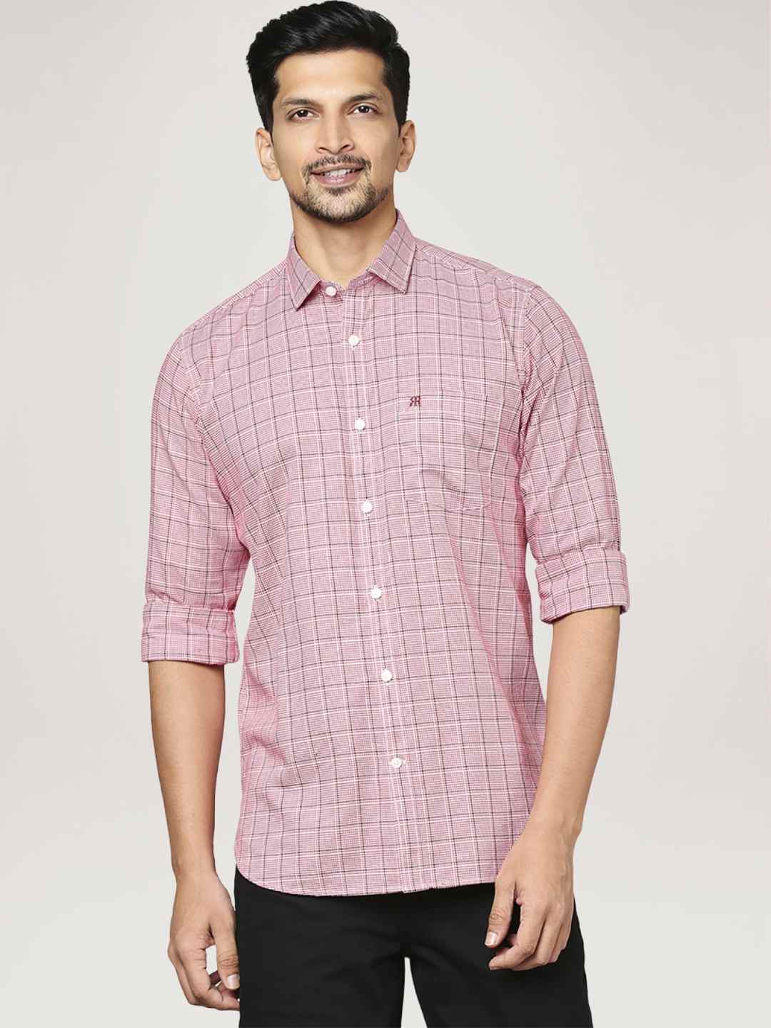Men Red Contemporary Fit Checks Cotton Shirts - Image 6