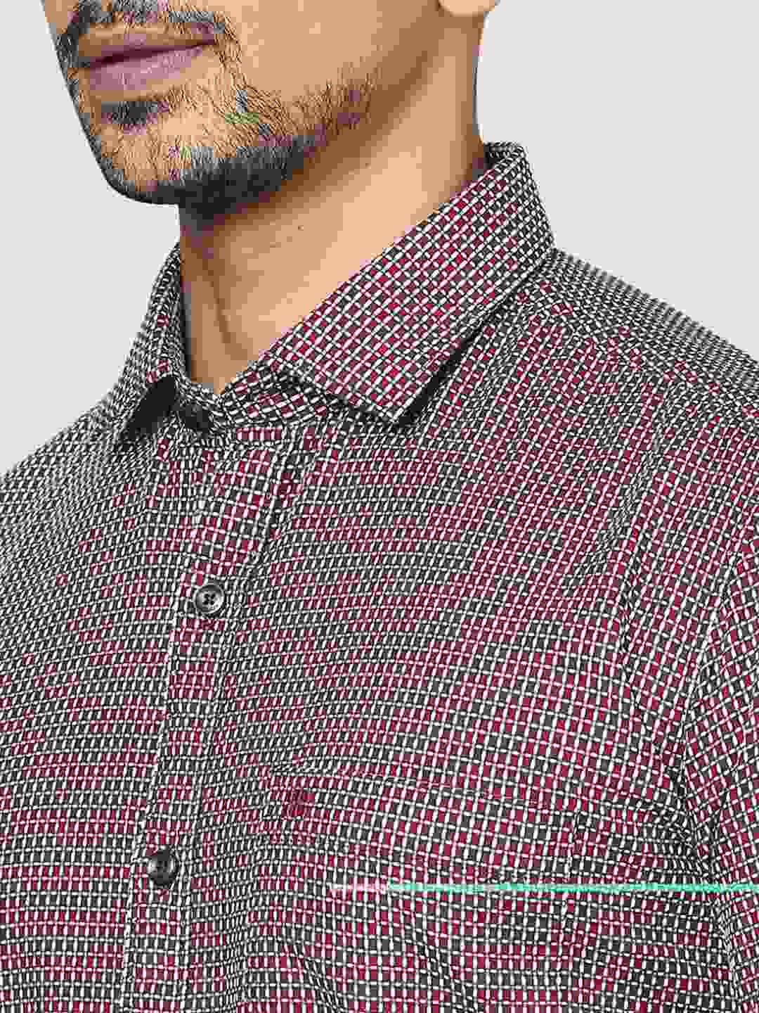 Men Red Contemporary Fit Checks Cotton Shirts