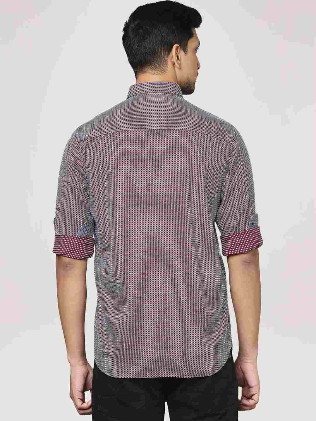 Men Red Contemporary Fit Checks Cotton Shirts - Image 3