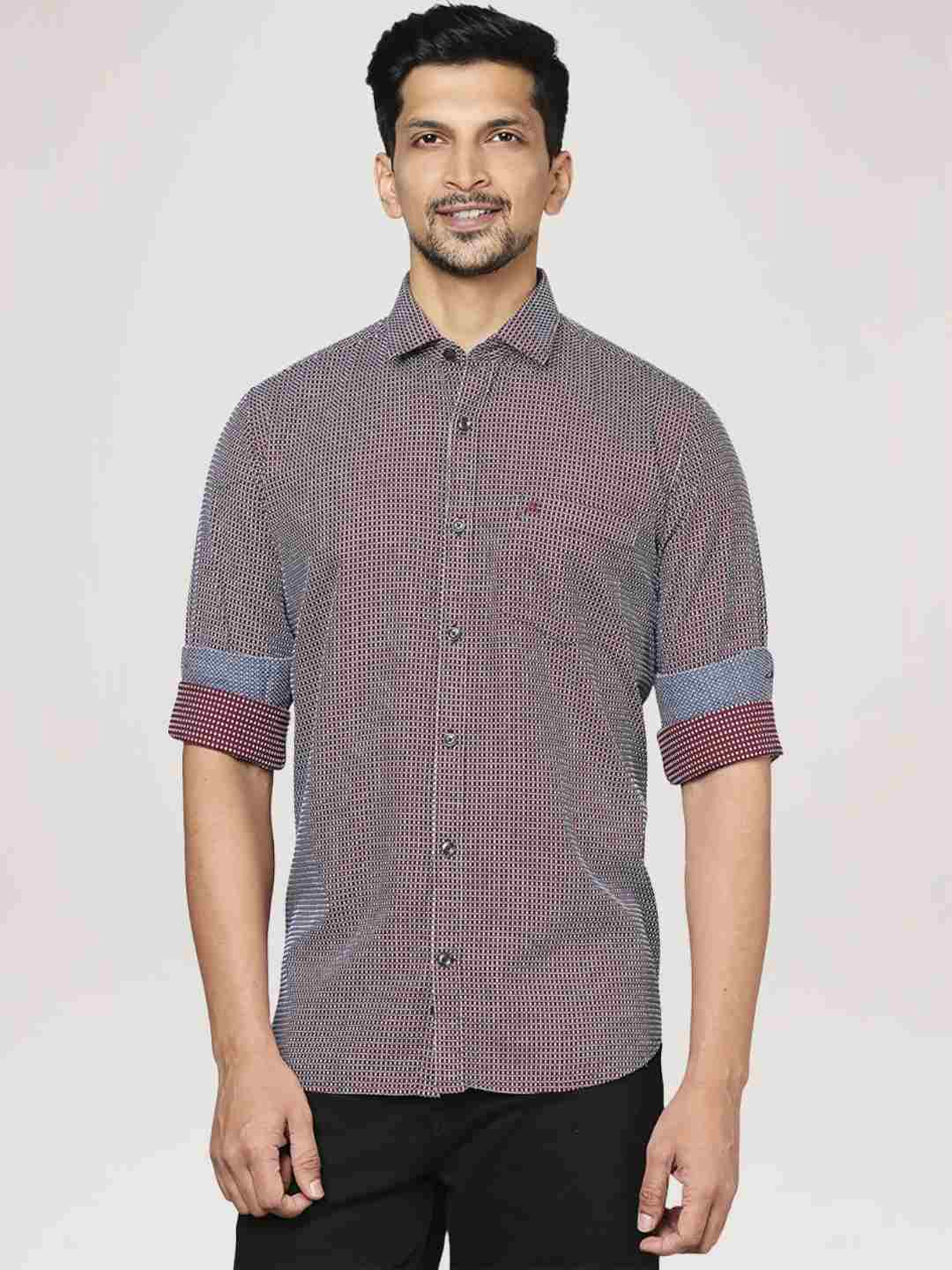 Men Red Contemporary Fit Checks Cotton Shirts - Image 4