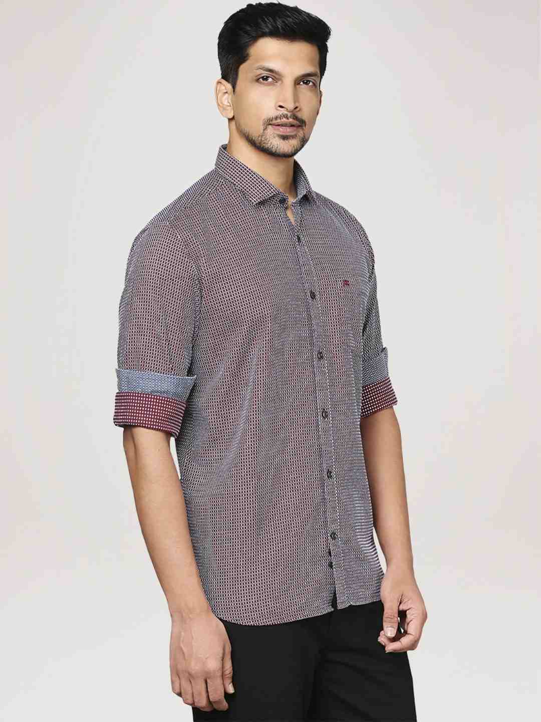 Men Red Contemporary Fit Checks Cotton Shirts - Image 5