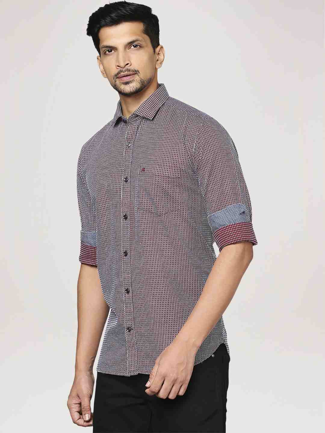 Men Red Contemporary Fit Checks Cotton Shirts - Image 6