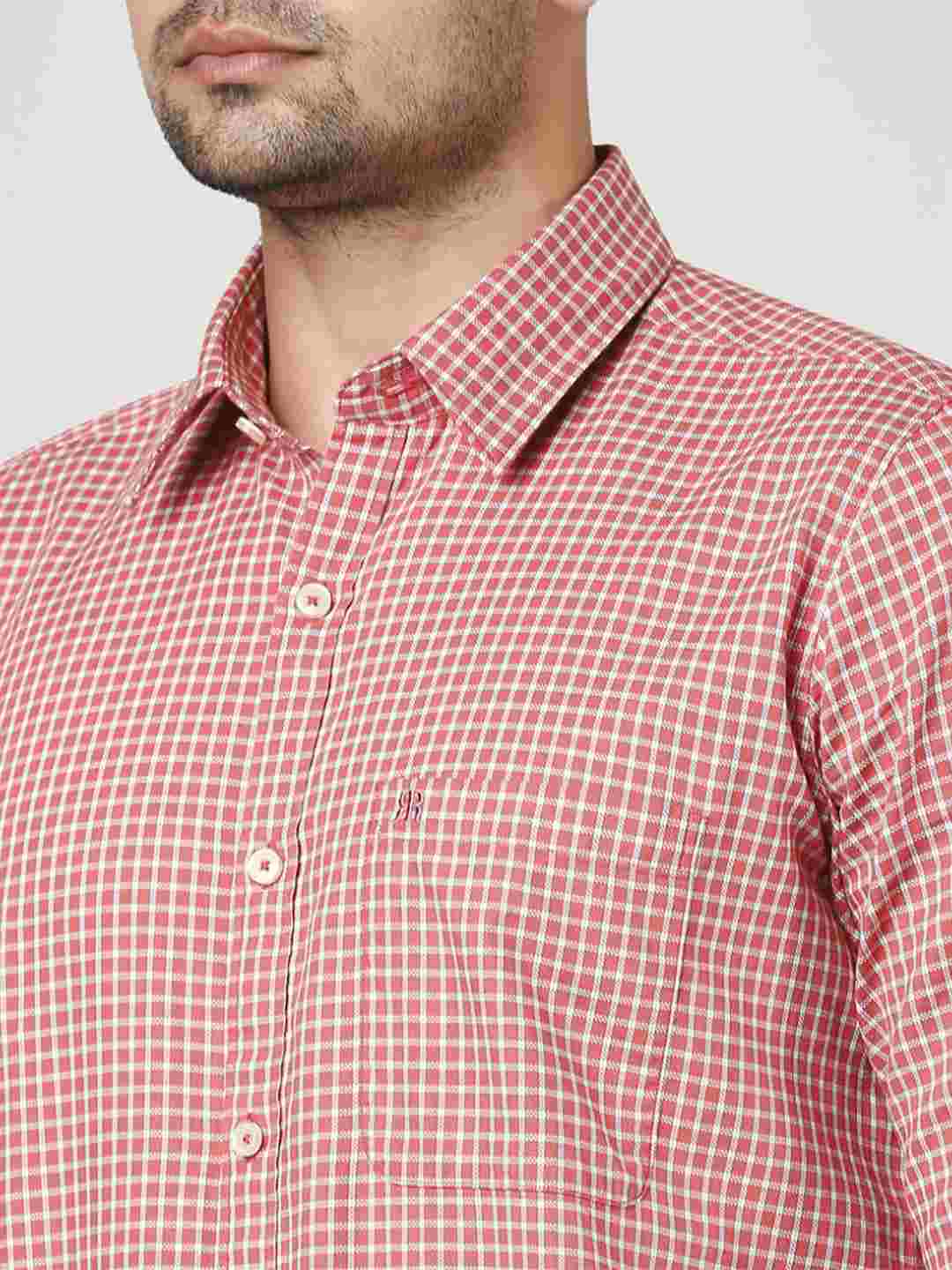 Men Red Contemporary Fit Checks Cotton Shirts