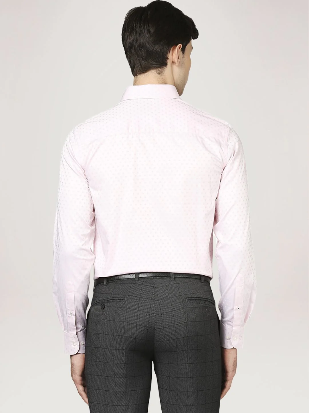 Men Red Contemporary Fit Jacquard Cotton Cut Collar Shirts - Image 3