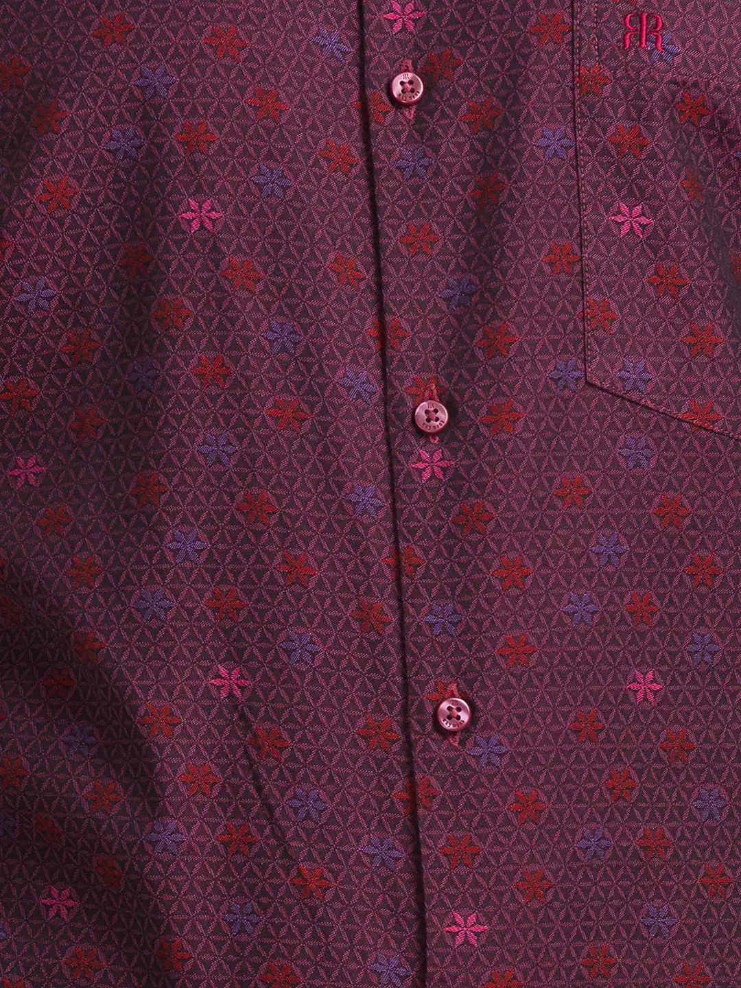 Men Red Contemporary Fit Jacquard Cotton Shirts - Image 7