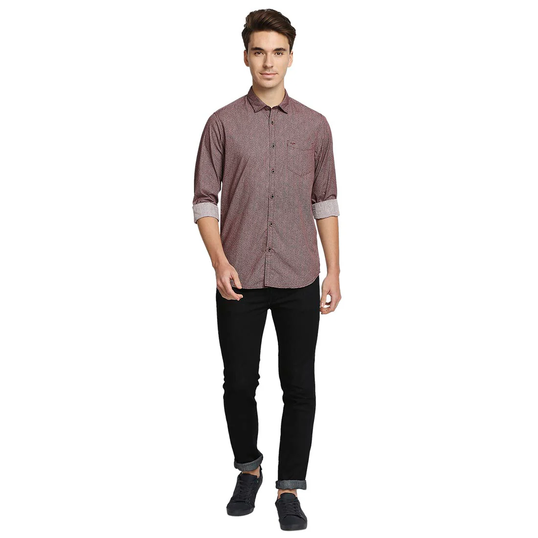 Men Red Contemporary Fit Print Cotton Full Sleeve Shirts - Image 5