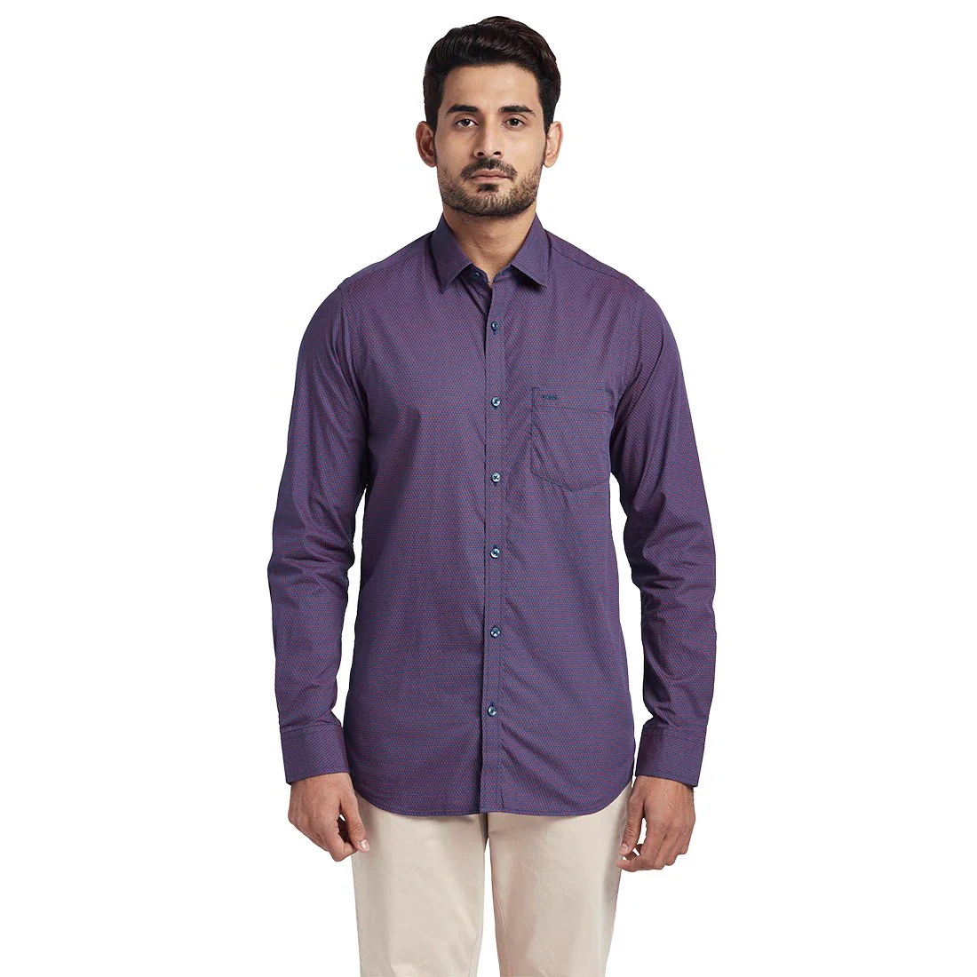 Men Red Contemporary Fit Print Cotton Full Sleeve Shirts