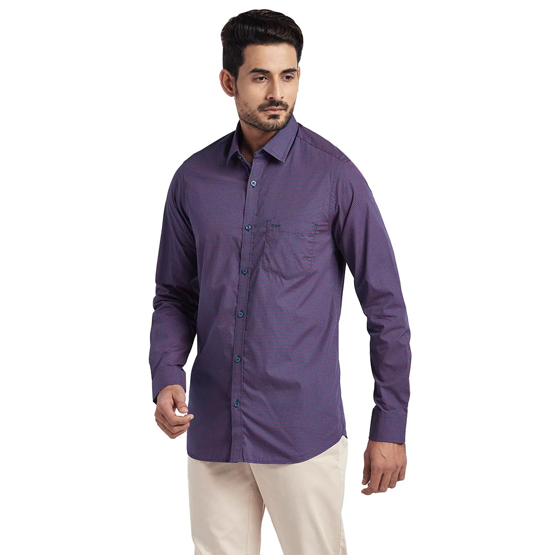 Men Red Contemporary Fit Print Cotton Full Sleeve Shirts - Image 3