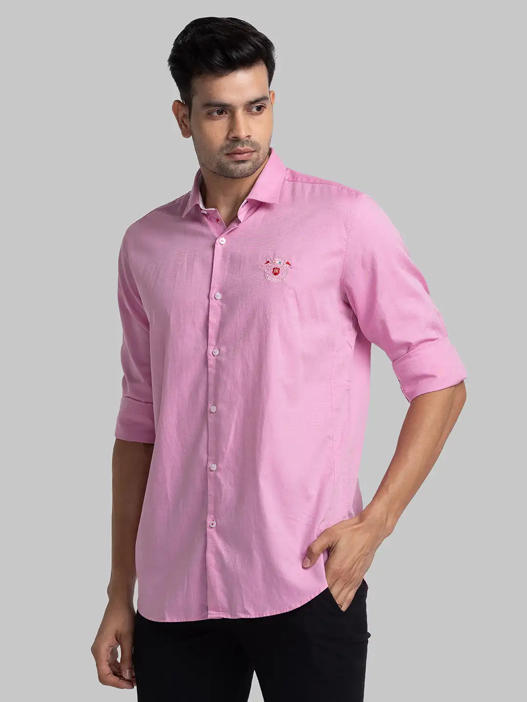 Raymond Men Pink Contemporary Fit Cotton Casual Shirt - Image 3